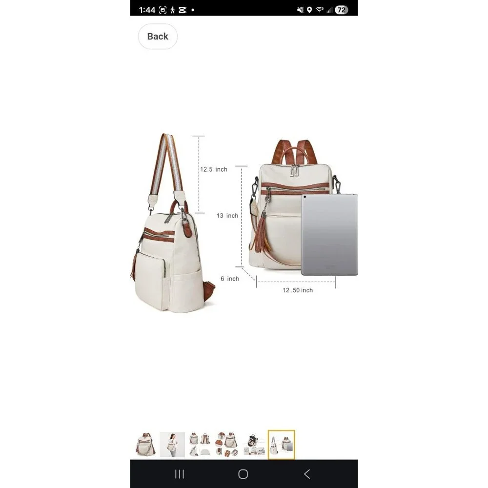 Leather Travel Backpack 2 Toned Tassel Opage No Shoulder Strap School Work Vacat